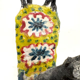 Funny Faced Cats on Cheerful Yellow Rocker, Vintage Folk Art Papier Mache Sculpture