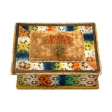 Don't Forget Me, Brilliantly Colored, Beautiful Condition 1820s-30s American Sewing Box with Stencil Painted Sentiment