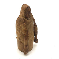 Wonderful Old Inuit Carved Wood Figure in Hide Parka