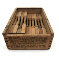 Box of Antique Hand-carved Miniature Columns/Balustrades (For Dollhouse that Never Was?)