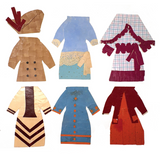 Six Old Homemade Paper Doll Outfits in Excellent Colors