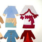 Six Old Homemade Paper Doll Outfits in Excellent Colors