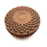 Lovely Old Abenaki "Porcupine Quill" Splint Basket with Flat Lid