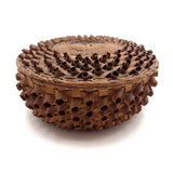 Lovely Old Abenaki "Porcupine Quill" Splint Basket with Flat Lid