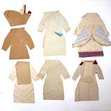 Six Old Homemade Paper Doll Outfits in Excellent Colors