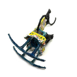 Funny Faced Cats on Cheerful Yellow Rocker, Vintage Folk Art Papier Mache Sculpture