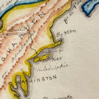 Beautifully Executed, Large Ink and Watercolor Manuscript Map of North America, 1854, French Canadian