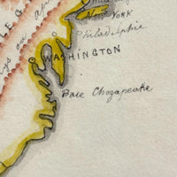 Beautifully Executed, Large Ink and Watercolor Manuscript Map of North America, 1854, French Canadian