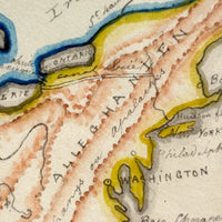 Beautifully Executed, Large Ink and Watercolor Manuscript Map of North America, 1854, French Canadian