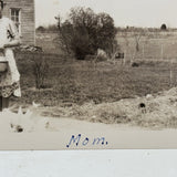 "Mom" Feeding Chickens, Most Endearing Annotated c. 1940s Velox Snapshot
