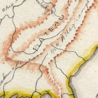 Beautifully Executed, Large Ink and Watercolor Manuscript Map of North America, 1854, French Canadian