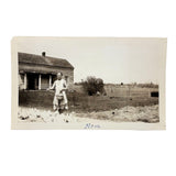 "Mom" Feeding Chickens, Most Endearing Annotated c. 1940s Velox Snapshot