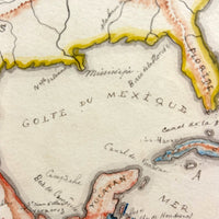 Beautifully Executed, Large Ink and Watercolor Manuscript Map of North America, 1854, French Canadian