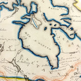 Beautifully Executed, Large Ink and Watercolor Manuscript Map of North America, 1854, French Canadian