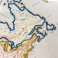 Beautifully Executed, Large Ink and Watercolor Manuscript Map of North America, 1854, French Canadian