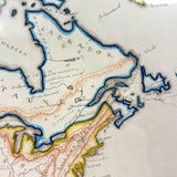 Beautifully Executed, Large Ink and Watercolor Manuscript Map of North America, 1854, French Canadian
