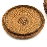 Lovely Old Abenaki "Porcupine Quill" Splint Basket with Flat Lid