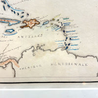 Beautifully Executed, Large Ink and Watercolor Manuscript Map of North America, 1854, French Canadian