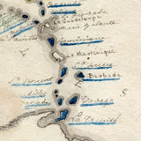 Beautifully Executed, Large Ink and Watercolor Manuscript Map of North America, 1854, French Canadian