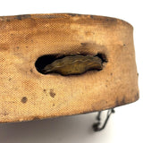 Beautiful Old Linen Covered Tamborine with Beveled Glass Mirror