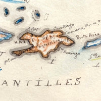 Beautifully Executed, Large Ink and Watercolor Manuscript Map of North America, 1854, French Canadian