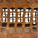 Large, Unusually Cage-like Antique Lidded Sailor Made Macrame Basket