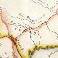 Beautifully Executed, Large Ink and Watercolor Manuscript Map of North America, 1854, French Canadian