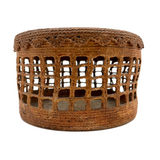 Large, Unusually Cage-like Antique Lidded Sailor Made Macrame Basket