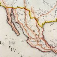 Beautifully Executed, Large Ink and Watercolor Manuscript Map of North America, 1854, French Canadian