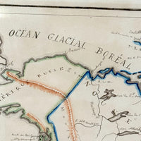 Beautifully Executed, Large Ink and Watercolor Manuscript Map of North America, 1854, French Canadian