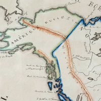 Beautifully Executed, Large Ink and Watercolor Manuscript Map of North America, 1854, French Canadian