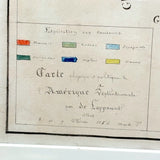 Beautifully Executed, Large Ink and Watercolor Manuscript Map of North America, 1854, French Canadian