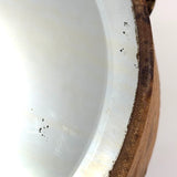 Beautiful Old Linen Covered Tamborine with Beveled Glass Mirror