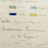Beautifully Executed, Large Ink and Watercolor Manuscript Map of North America, 1854, French Canadian