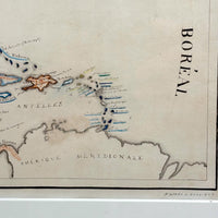 Beautifully Executed, Large Ink and Watercolor Manuscript Map of North America, 1854, French Canadian