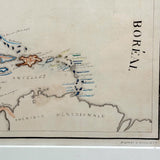 Beautifully Executed, Large Ink and Watercolor Manuscript Map of North America, 1854, French Canadian