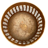 Large, Unusually Cage-like Antique Lidded Sailor Made Macrame Basket