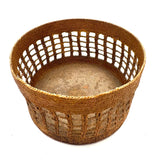 Large, Unusually Cage-like Antique Lidded Sailor Made Macrame Basket