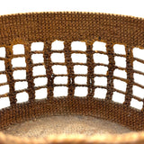 Large, Unusually Cage-like Antique Lidded Sailor Made Macrame Basket