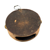 Beautiful Old Linen Covered Tamborine with Beveled Glass Mirror