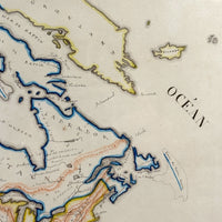 Beautifully Executed, Large Ink and Watercolor Manuscript Map of North America, 1854, French Canadian