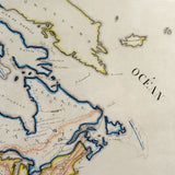 Beautifully Executed, Large Ink and Watercolor Manuscript Map of North America, 1854, French Canadian