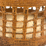 Large, Unusually Cage-like Antique Lidded Sailor Made Macrame Basket