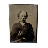 Older Man with Hole-y Sweater and Hat in Hand, Striking Antique Tintype