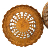 Large, Unusually Cage-like Antique Lidded Sailor Made Macrame Basket