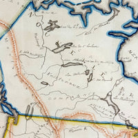 Beautifully Executed, Large Ink and Watercolor Manuscript Map of North America, 1854, French Canadian