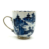 SOLD C. Late 18th Century Chinese Export Blue and White Teacup with Make Do Wire Repair Handle