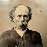 Older Man with Hole-y Sweater and Hat in Hand, Striking Antique Tintype