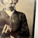 Older Man with Hole-y Sweater and Hat in Hand, Striking Antique Tintype