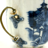SOLD C. Late 18th Century Chinese Export Blue and White Teacup with Make Do Wire Repair Handle